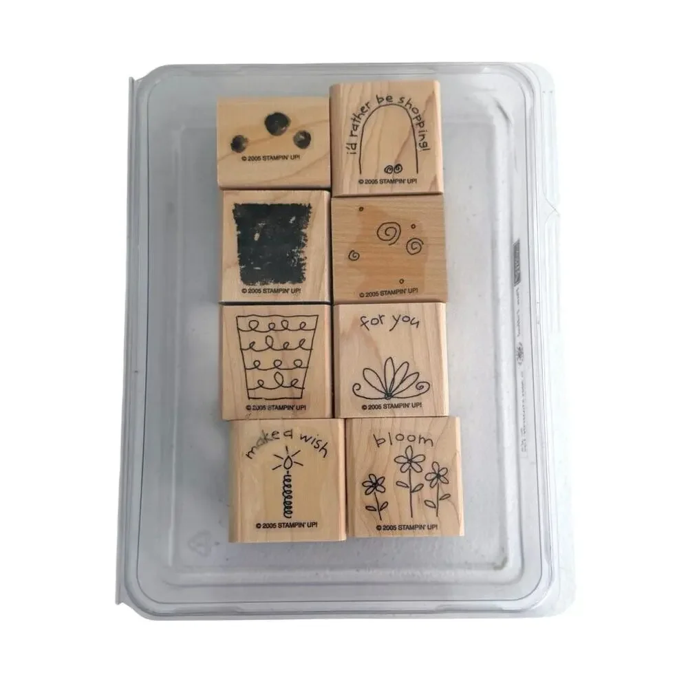 Stampin’ up set of 8 wooden stamps “fun filled” collection